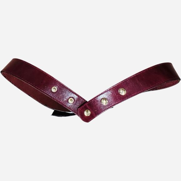 Vintage Olpan Italian Leather Cummerbund Belt Red Silk Bow Gold Hardware Sz S main image 5